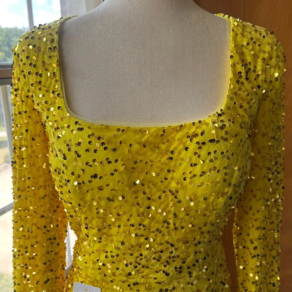 Luxurious Yellow Sequin Dress (NWT) - Picture 10 of 17